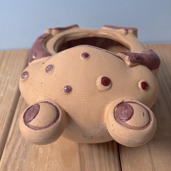 Cute Frog Hand-painted Planter Garden Home Decor Adorable Brown Pot Flower Vase! - Picture 7 of 10